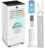 SereneLife Aire Acondicionado Portátil 9000 BTU 2.93 kW con Tubo de Escape, Unidad 4 en 1 con WiFi, Enfriamiento, Calefacción, Ventilador y Deshumidificador, para Habitaciones hasta 31 m