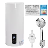 DAOHHFO Calentador Eléctrico de Almacenamiento de Agua Caliente 220V, 60L Calentador de Pared con Protección contra Fugas, Ducha Práctica y Pantalla de Temperatura, 2000W Calentador de Agua Eléctrico