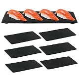 imposyu Juego de 6 Plato Pizarra Platos Rectangulares 20x10cm Tabla de Pizarra para Aperitivos Bandeja para Queso, Buffet, Embutidos, Tapas, Sushi, Postres, Color Negro