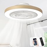Depuley Ventilador de techo empotrado: Ventiladores de techo LED de perfil bajo de 20 pulgadas con luz para dormitorios - Ventilador sin aspas dorado con control mediante aplicación para cocinas