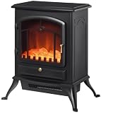 HOMCOM Chimenea Eléctrica Portátil 1000/2000W 15-20 m² 45x28x54 cm Negro