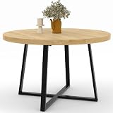 IDMarket Selma Mesa de comedor redonda para 4-6 personas, madera y negro, 110 cm