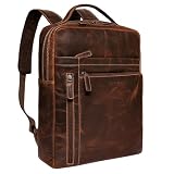 STILORD Kendall Mochila Portatil 15.6 Pulgadas Cuero Mochila Trabajo Hombre y Mujer Mochila Urbana Viaje Escolar Unisex Laptop Backpack Piel Autentico Color:luino - marrón