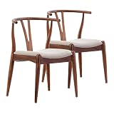 VS Venta-stock Pack 2 sillas Rustic Color Nogal, Madera Maciza, 55 cm (Largo) 54,5 cm (Profundo) 76 cm (Alto)