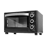 Cecotec Horno de sobremesa Bake&Toast 2300 Black, 23 L, Potecia 1500 W, Hasta 230ºC, 3 modos de calor: grill, calor base, y combinada, Puerta doble cristal, Temporizador 60 min, Bandeja recogemigas.