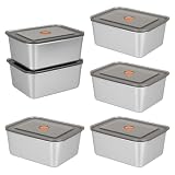 DMJJSD - Juego de 6 cajas de almuerzo de acero inoxidable con tapas, 600 ml, caja de bento con junta de repuesto, apto para horno, congelador y lavavajillas