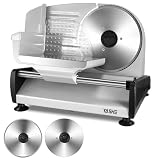 YASHE Cortadora de Fiambre, Cuchillas Serradas y Lisas de 19cm, 250W