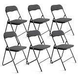 THE SECRET HOME─ Pack de 2, 4 y 6 Sillas Plegables Acolchadas de Metal y Poliéster─ Asiento Auxiliar para el Hogar─ 44x48x78 cm (6, Negro)