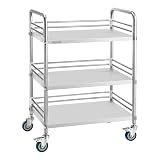 VEVOR Carro de Laboratorio de Acero Inoxidable 3 Niveles con Ruedas Bloqueables, Bandeja de Almacenamiento Móvil Resistente para Hospitales, Restaurantes, Cocinas, Salones, 615 x 410 x 870 mm