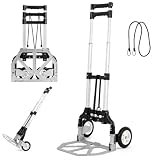 Cuperinox - Carretilla Plegable + Cuerda, Carga 75 kg, Aluminio Ligero 3,2 kg, Carro de Transporte, Medidas Plegado 62 x 39 x 6 cm, Mango Telescópico, Cajas, Compras, Paquetes y Maletas