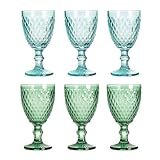 Solycarpa Juego de 6 Copas de Cristal de Colores para Vino, Cava y Agua