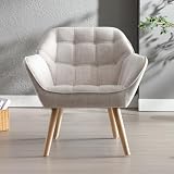 chairus Butaca de Salón Lino con Respaldo Ancho, Beige