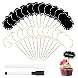 Sxutop 100 Piezas Carteles de Buffet Marcadores de Queso Etiquetas de Alimentos para Fiesta Banderas de Comida de Pizarra Letreros de Buffet para Fiestas,Pasteles,Decoración de Cupcakes(Negro, Blanco)