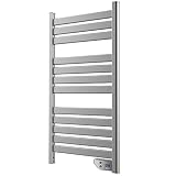 Cecotec Radiador Toallero Eléctrico Bajo Consumo Ready Warm 9050 Twin Towel INOX. Seca Toallas de 500 W, IP24 2 Modos, Temporizador, Pantalla LED, Kit de instalación, Gris Oscuro