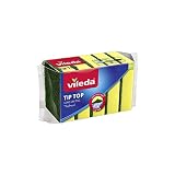 Vileda Tip Top - Esponja de Espuma Mediana para Lavar Platos, 5 Unidades, Larga duración y Duradero, Superficies sensibles, Amarillo y Verde, (5 Unidades por Paquete)