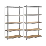 Estantería Metálica Almacenaje 2X Unidades | 180x90x40cm | 5 Baldas Ajustables Modulares | Acero Galvanizado Alta Resistencia | Gran Capacidad de Carga | Ideal Garaje | Trastero | Despensa | Oficina