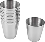 PIQIUQIU 12 piezas de vasos de acero inoxidable, 30 ml (1 oz) vasos para aguardiente, café de viaje de camping, taza de té, para whisky y licor