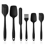 Vicloon Utensilios de Cocina de Silicona,Set de 6 Espátulas Silicona Incluye Hilvanado Cepillo, Espátula,Cuchara, No Tóxico, Antiadherente,Resistente al Calor,Utensilios para Cocina y Horneado