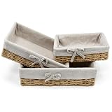 Kleemeiero 3 PCS Cesta Almacenaje Tejida, Cesta de Pan, Cestas Organizadoras con Forro, Paneras para Guardar el pan, Cestas Almacenaje Trenzadas de Cuerda de Papel para Panadería Hogar- 3 Tamaños