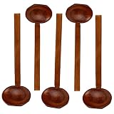 Regerly 5 Piezas Cucharas de Madera de Tortuga Con Mango Largo Japonés - Para Ajisen Ramen, Gachas y Sopa (M)
