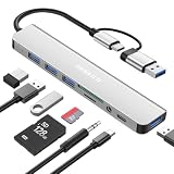 Hub USB C 8 en 1 Doble Conector USB-A/USB-C 4 Puertos USB (Plata)
