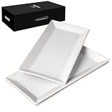 MIAMIO - Juego de 3 Fuentes de Cerámica/Platos Rectangulares para Servir con el Pavo de Acción de Gracias y Navidad - Apto para Microondas, Lavavajillas y Horno - Colección Aura (30 x 15 cm)
