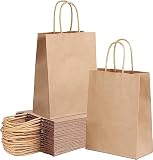 ADRI. Pack 100 bolsas de papel pequeñas con asas regalo 24 cm de alto x 18 de ancho x 8. Bolsitas de regalos en kraft, bolsas para regalar detalles en cumpleaños, bodas, comuniones