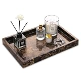 Bandeja Baño Mármol Natural, Negro y Blanco, 30 x 20 x 3 cm