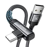 toocki Cable USB A a USB C 3M, 3A Tipo-C 90 Grados, Nailon Trenzado, Negro
