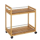 Carrito camarera de cocina de bambú natural con 2 estantes de 55x32x62 cm