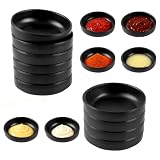 LDXDRU Juego de 16 cuencos para salsas, 9 x 2,5 cm, color negro, melamina, redondos, pequeños cuencos apilables para salsas, salsas, especias, aperitivos, nueces, barbacoa