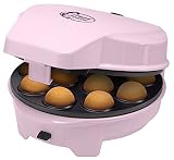Bestron Máquina para Donuts 3 en 1 Diseño Retro con 3 Placas Intercambiables para Donuts, Muffins y Cake Pops, Antiadherente, 700 W, Ahorro de Espacio, Rosa, ASW238P