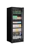 METRO Professional Frigorífico para Bebidas GSC4280B, Nevera Vertical con Puerta de Cristal, 59,5 x 54,5 x 159 cm, Iluminación Led, 6 Estantes Ajustables, con Cerradura, 4-18 °C (280L, Negro)