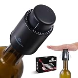 Philorn 2 tapones para botellas de vino, tapón de vino al vacío, tapón para botellas con registro de escala de tiempo, tapón de vino reutilizable, regalos para los amantes del vino, color negro