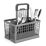 CABLEPELADO Cesta Universal para Cubiertos de Lavavajillas con Asa Desmontable, Repuesto Compatible con Múltiples Marcas, Porta Cubiertos Resistente, Organizador con Compartimentos, Color Gris