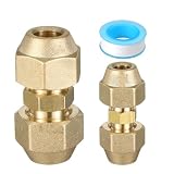 Kit de aire acondicionado de 3 piezas: Conectores de cobre de 1/4' y 3/8' con tuerca + cinta de sellado de PTFE (15 mm x 6 m), extensión de manguera de aire acondicionado antifugas