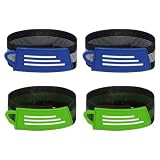 FIQLUL 2 Pares de Bandas Reflectantes para Bicicleta, Pinzas Pantalón Ciclismo de Alta Visibilidad, Cintas Elásticas Ajustables para Tobillos y Brazos, Verde y Azul, Seguridad para Running y Paseo