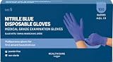 by Amazon Guantes Desechables de Nitrilo Azules, sin Polvo, sin Látex, Talla S, Paquete de 100