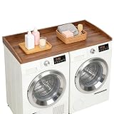Encimera Lavadora y Secadora 120x60, Encimera Lavadora Madera, Washer Dryer Countertop, Impermeable, Resistente a los Arañazos, Instalación Rápida para Lavadora y Secadora, Hasta 50 kg (Nogal)