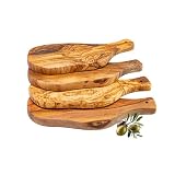 Erreke Tabla de Madera de Olivo Natural, Set de 4, 28 x 13 cm, Uso Diario