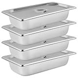 WOPPLXY Juego de 4 gastronorm 1/3, 32,5 x 17,5 x 6,5 cm gastronorm con tapa, bandeja acero inoxidable con tapa para escalopes, pescado y carne