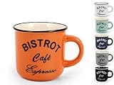 Home, Bistrot – Juego de 6 Tazas de Café de Gres – 120 ml – 6 Colores Vivos – Apto para Microondas y Lavavajillas – Ideal para Hogar, Bar o Cafetería