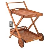 Casaria Carrito Servicio con Ruedas Madera de Acacia Plegable Cocina Jardín