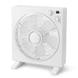 COSHANO Ventilador de Mesa 3 velocidades Motor silencioso 45W, Rejilla oscilante, Base Cuadrada Antivuelco, Blanco, Gran caudal de aire emma para Hogar y Oficina