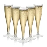 MATANA 48 Copas de Champán de Plástico, 133ml - Flautas de Champagne para Bodas, Cumpleaños, Barbacoa y Fiestas - Vasos Resistentes y Reutilizables para Cócteles, Postres