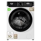 EVVO Lavadora Carga Frontal NOVA Q12 - Lavadora 12Kg, Motor Inverter eDRIVE, 1400 RPM, Efic. Energética A, Función Vapor, Tambor ePROTECT, Muy Silenciosa, Gran Pantalla Táctil, 14 Programas
