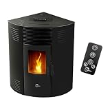 Estufa de pellets de esquina impermeable Iseos 12,2 kW Negro Sannover