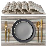 IPEA Manteles Individuales Elegantes 45 x 30 cm para Cena, Almuerzo, Desayuno - 6 Unidades - Mantel Individual Lavable, Resistente al Calor, Antideslizante, Antimanchas para Mesa de Cocina - Beige
