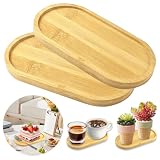 YIMETOP 2 bandejas decorativas de madera, ovaladas, roble, 175 x 90 x 10 mm, escandinavas, servir, decorar, presentar, tabla de desayuno, boda, día de San Valentín, para taza de pan