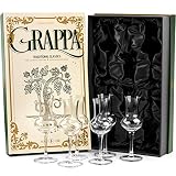 Copas de Cristal para Grappa | Juego de 6 | 90 ml | Copas Pequeñas de Tallo Largo para Beber Licor, Cordiales, Aperitivos, y Digestivos
